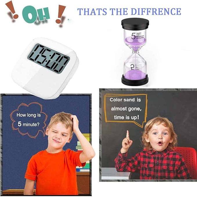 SuLiao Sand Timer 5 Minute Hourglass: Plastic Sand Clock, Purple Sand Watch 5 Min, Small Reloj De Arena Five Minutos, Colorful Sandglass for Kids, Games, Classroom, Kitchen, Decorative