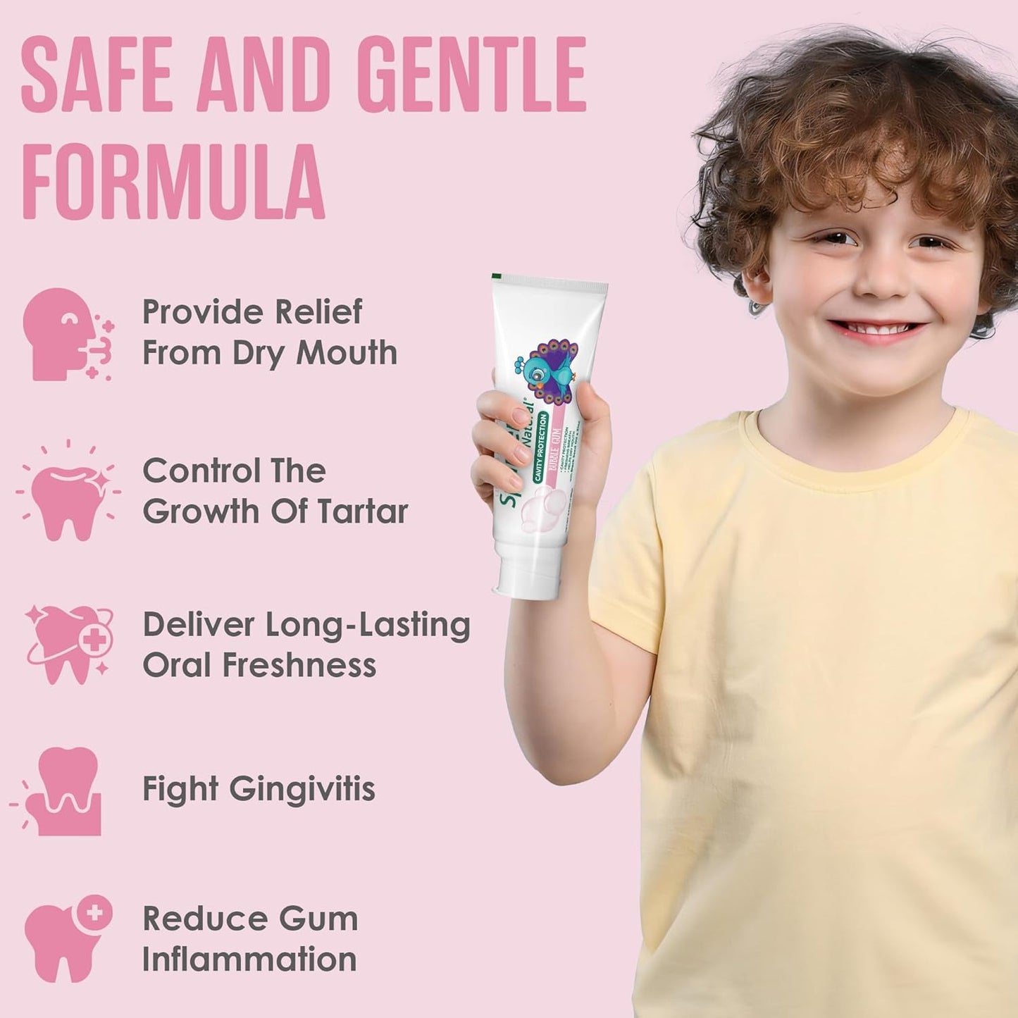 SprinJene Natural Children’s Toothpaste – Fluoride Bubblegum Toothpaste for Kids & Toddlers – Safe Gentle Formula for Cavity Protection – Made in The USA with Black Seed Oil & Zinc (1 Pack)