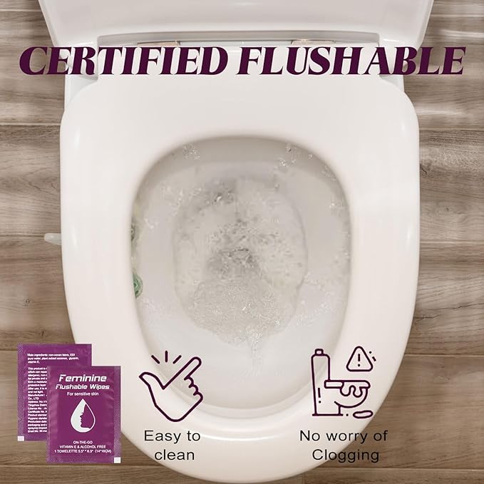 Feminine Wipes Individually Wrapped, Flushable Wipes Travel,Travel Wipes for Women,Feminine Care Wet Wipes Travel Size Vaginal Wipes for Adult, Girl and Homeless (unscent,200)