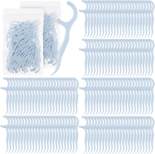 Baderke 600 Count Floss Picks Bulk Dental Flossers Picks for Adults Non Breakable Tooth Picks Flossers Teeth Cleaning Dental for Family Pack Travel(Light Blue)