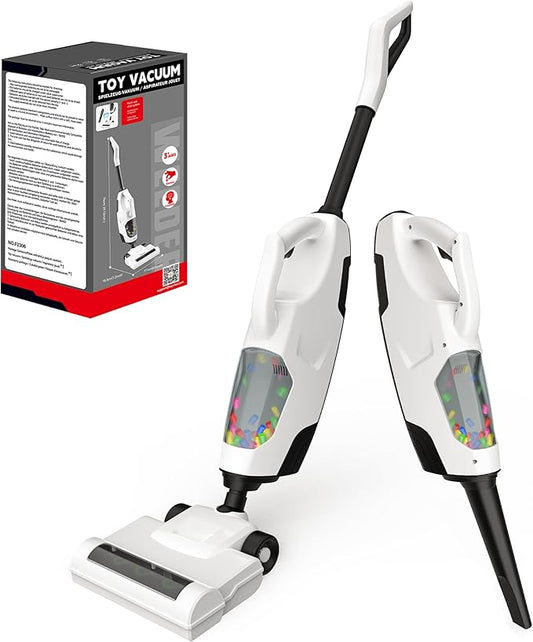 Toy Choi's 2-in-1 Kids Vacuum That Really Works - Toy Vacuum for Toddlers with Sound Effects, Pretend Play Kids Vacuum Cleaner, Household Housekeeping Toys for Boys Girls (White)