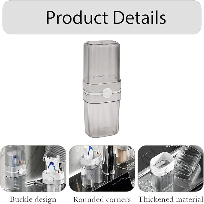 LUEXBOX 2 Pack Portable Travel Toothbrush Case, Travel Toothbrush Cup, Lightweight Tooth Brush Protector Cover, Electric Toothbrush Toothpaste Storage Container Box for Camping, Business Trip (White)