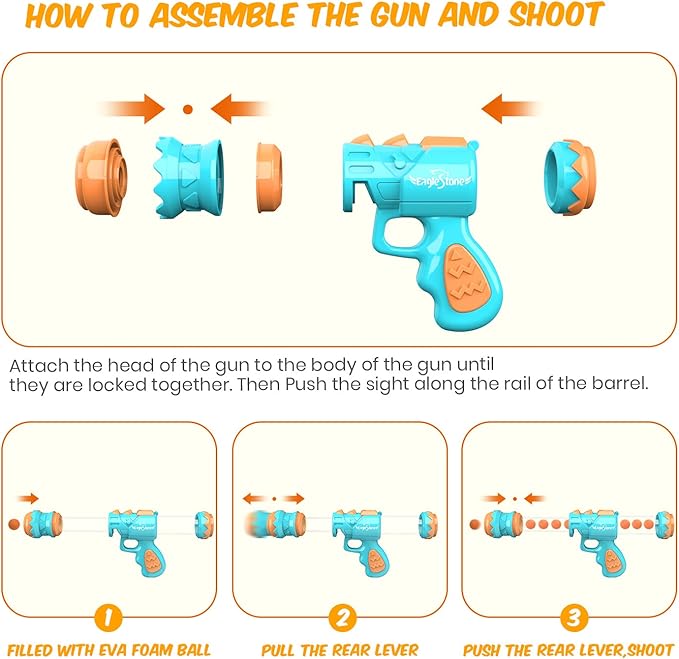 EagleStone Movable Dinosaur Shooting Toys for Boys – Electronic Target Practice with 2 Air Pump Guns, LCD Score Tracker, Sound Effects & 48 Foam Balls, for Kids 5 6 7 8 9