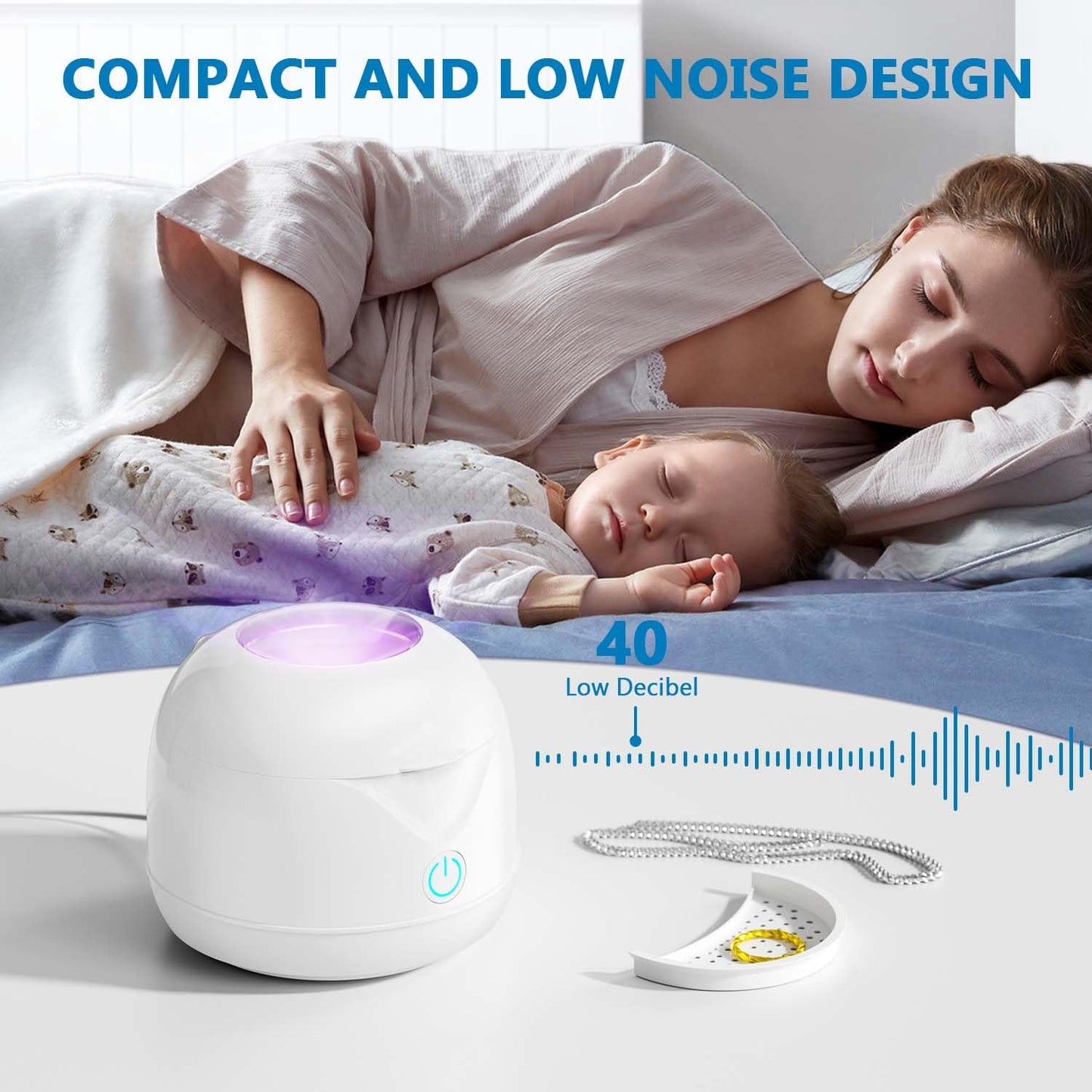 Ultrasonic Retainer Cleaner Machine 45kHz 200ml Portable Ultra Sonic Retainer Cleaner for Dental Retainer Mouth Guards Aligner Night Guard Braces Toothbrush Jewelry