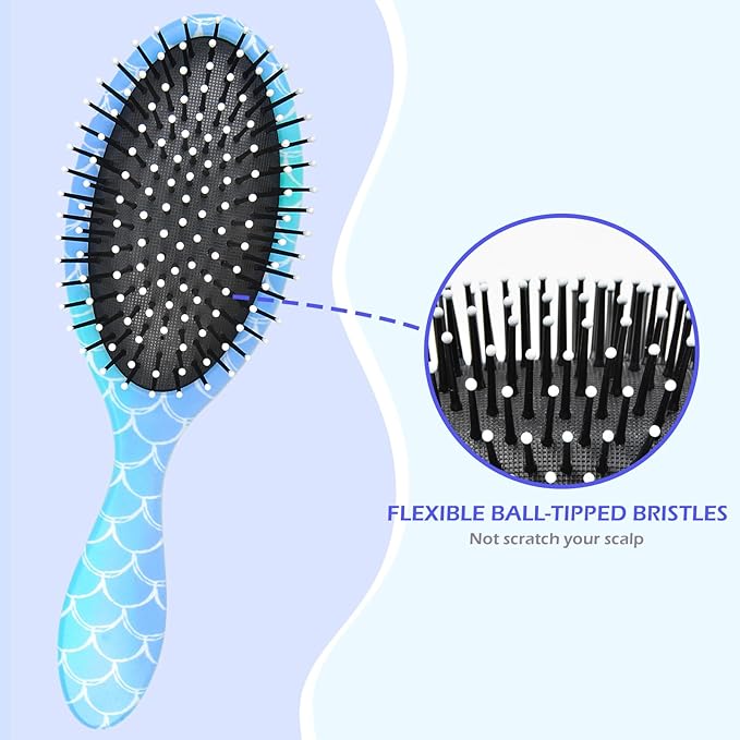Kids Hair Brush Girls, Toddler Wet Dry Detangling Hair Brush for Curly Thick Hair Pain-Free Comb Girls Kids Women Unicorn Mermaid