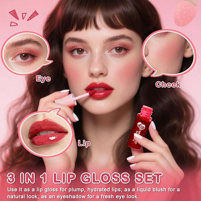 Lip Tint Stain,6 Colors Lip Stain Long Lasting Waterproof,Multi-use Lip and Cheek Stain,Mini Lipstain Liquid Lipstick,Lightweight tinta para labios,Moisturizing Red Lip Stain Set Lip Makeup