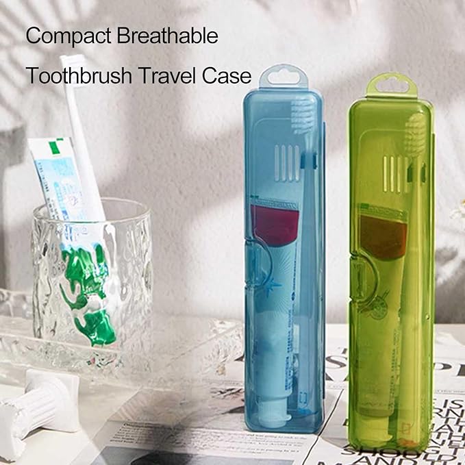 2 Packs Toothbrush Travel Case, Breathable Toothbrush Travel Holders, Compact Portable Toothbrush Holder for Travel, Vacation, Camping, Gym, Business Trips, Office