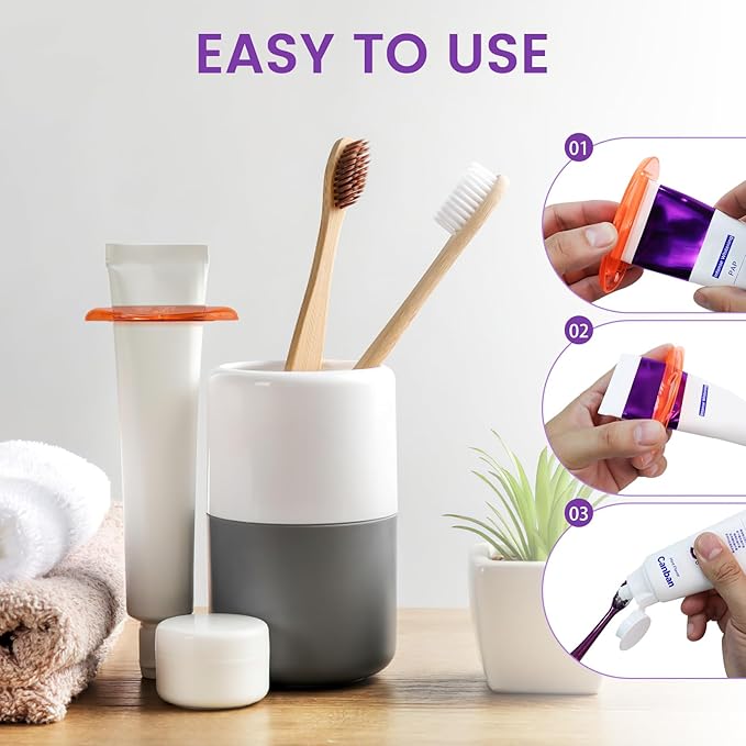 5Pcs Plastic Tooth Paste Tube Squeezer Dispenser, Hanging Roller Tube Squeezer Holder for Saving Toothpaste Creams, Facial Cleanser and Paint, Kid-Friendly Bathroom Accessory (Transparent)