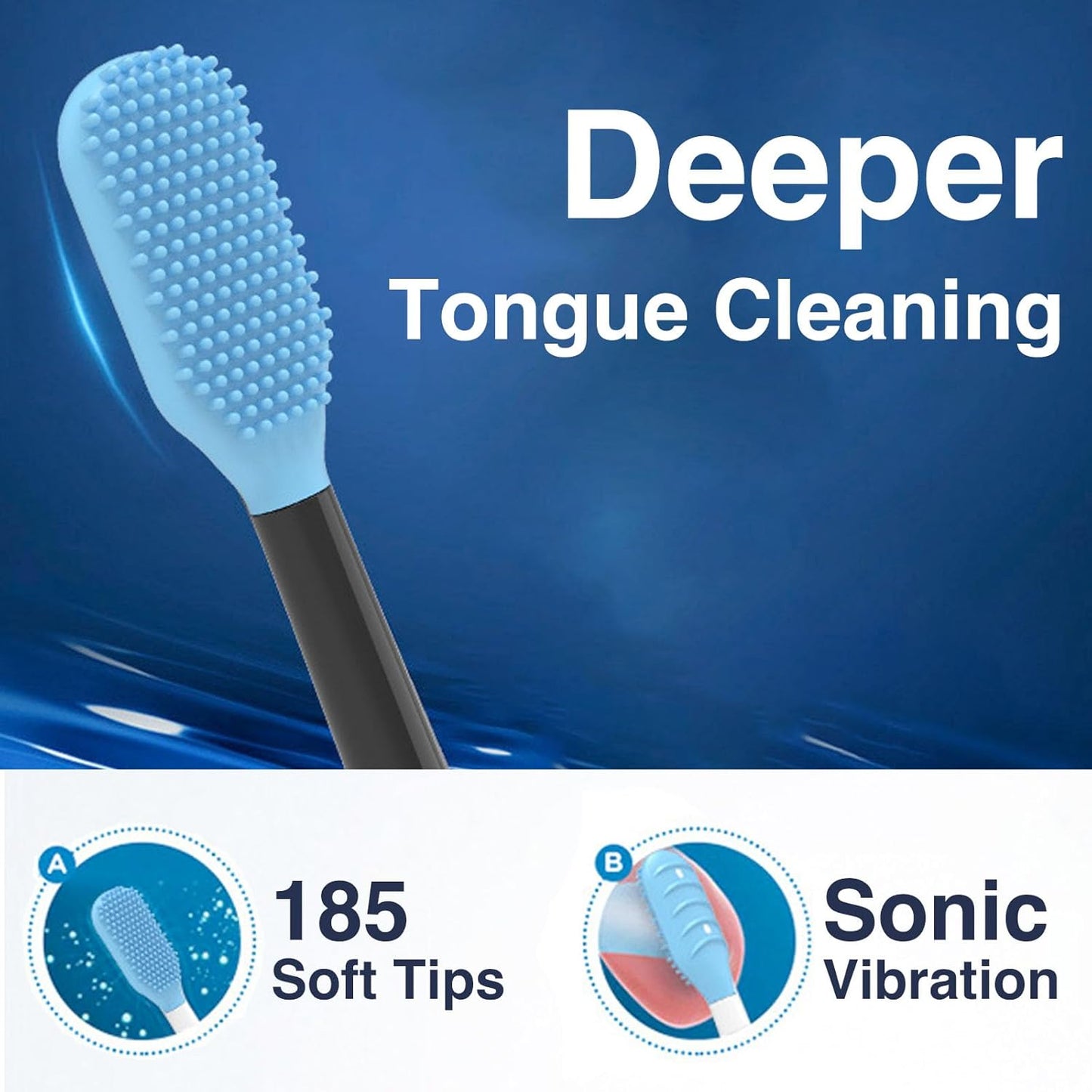 Tongue Scraper Heads for Philips Sonicare Click-On Handles – Gentle & Effective Tongue Cleaner, Fresh Breath, 3 Pack, Replacement Brush Heads (Black, Click-On Handles)