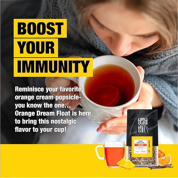 Tiesta Tea - Orange Dream Float Tea, Loose Leaf, Orange Cream Herbal Tea, Premium Caffeine-Free Tea Blend, Make Hot or Iced & Up to 200 Cups, 16 oz Resealable Bulk Pouch