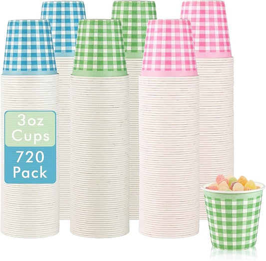 LITOPAK 720 Pack 3 oz Paper Cups, Colorful Disposable Bathroom Cups, Small Mouthwash Mugs for Home, Bathroom, Picnic, Party, and Events