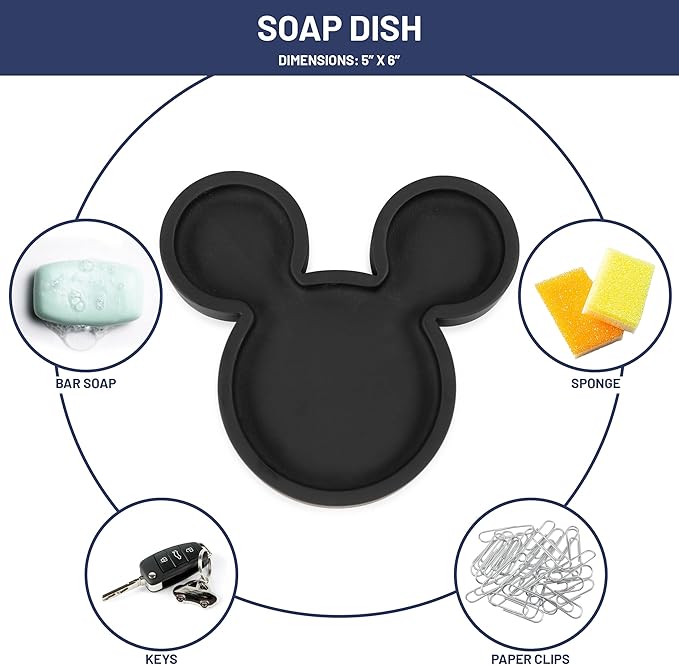 Jay Franco Disney Mickey Mouse Bathroom Organizer Set - 4 Piece Red, Black and White Accessories Includes Resin Soap Dispenser, Soap Dish, Toothbrush Holder and Tumbler - Bathroom Décor