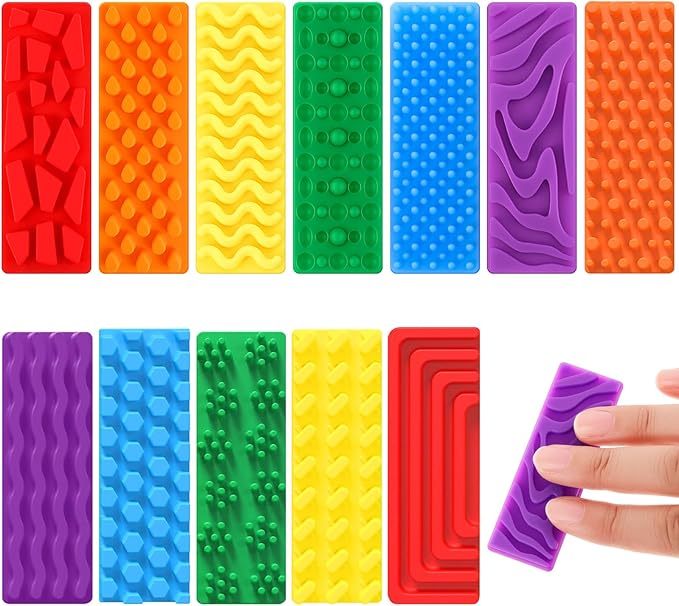 Ireer 6 Pcs Set of Silicone Sensory Strip Gifts for Christmas Stocking Stuffers Adhesives Anxiety Stickers Mental Health Stickers Fidget Textured Toys Calm Items Anxiety Relief for Adult Desk Office