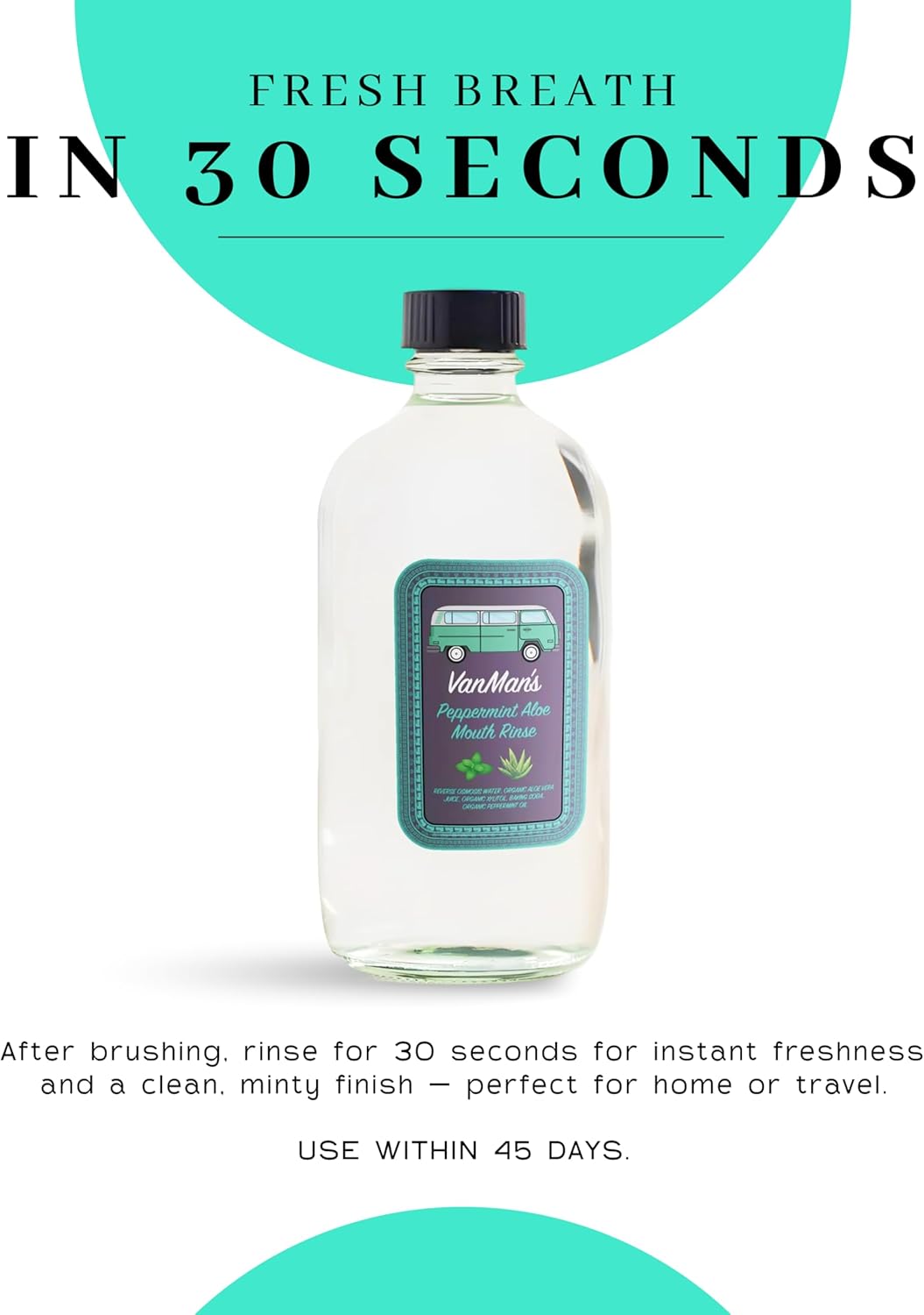 Vanman's - VanMan's Peppermint Aloe Mouth Rinse (8.8 Ounce) - Aloe, Fresh Mint Remineralizing Mouthwash for Gum Health, Bad Breath and Dry Mouth