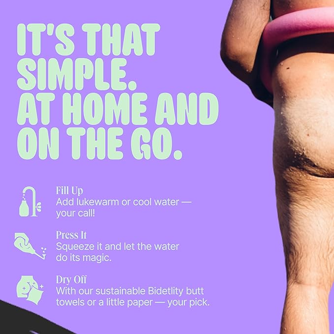 Butt & Intimate Shower 3.0 – Mobile Travel Bidet & Sustainable Intimate Shower, Replaces Wet Wipes, Saves Toilet Paper, Portable Handheld Bidet, Travel Bag Included, BPA-Free - Royal Ruby