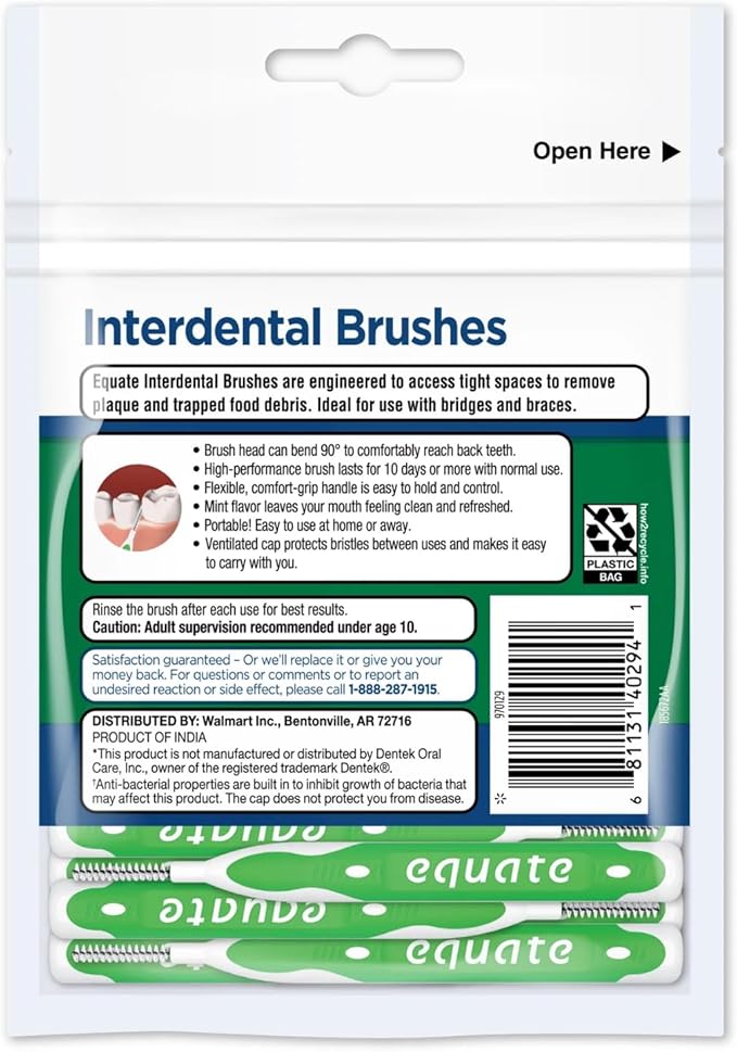 Ultra Tight Interdental Brushes for Tight Teeth Dental Picks for Plaque Removal Safe for Braces & Dental 20ct - Tight Mint Interdental Straight Brushes, Tight Bristles, 20 Count (01)