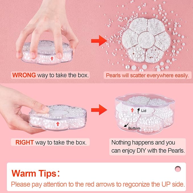 Nail Art Flat Back Half Round Pearl Kits, Mixed Sizes 6000 Pcs with B7000 Jewelry Glue Beige Small Pearls for Nails with Picking Tools for Graduation Cap Decorations Home DIY Body Face Craft Use