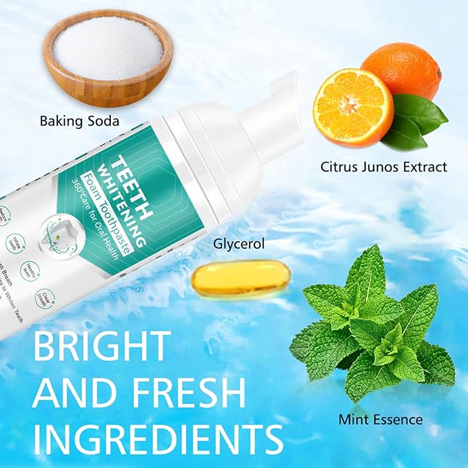 Teeth Whitening Toothpaste, 2 Pack Foam Whitening Toothpaste, Ultra-fine Mousse Foam Deeply Cleaning Gums, Stain Removal