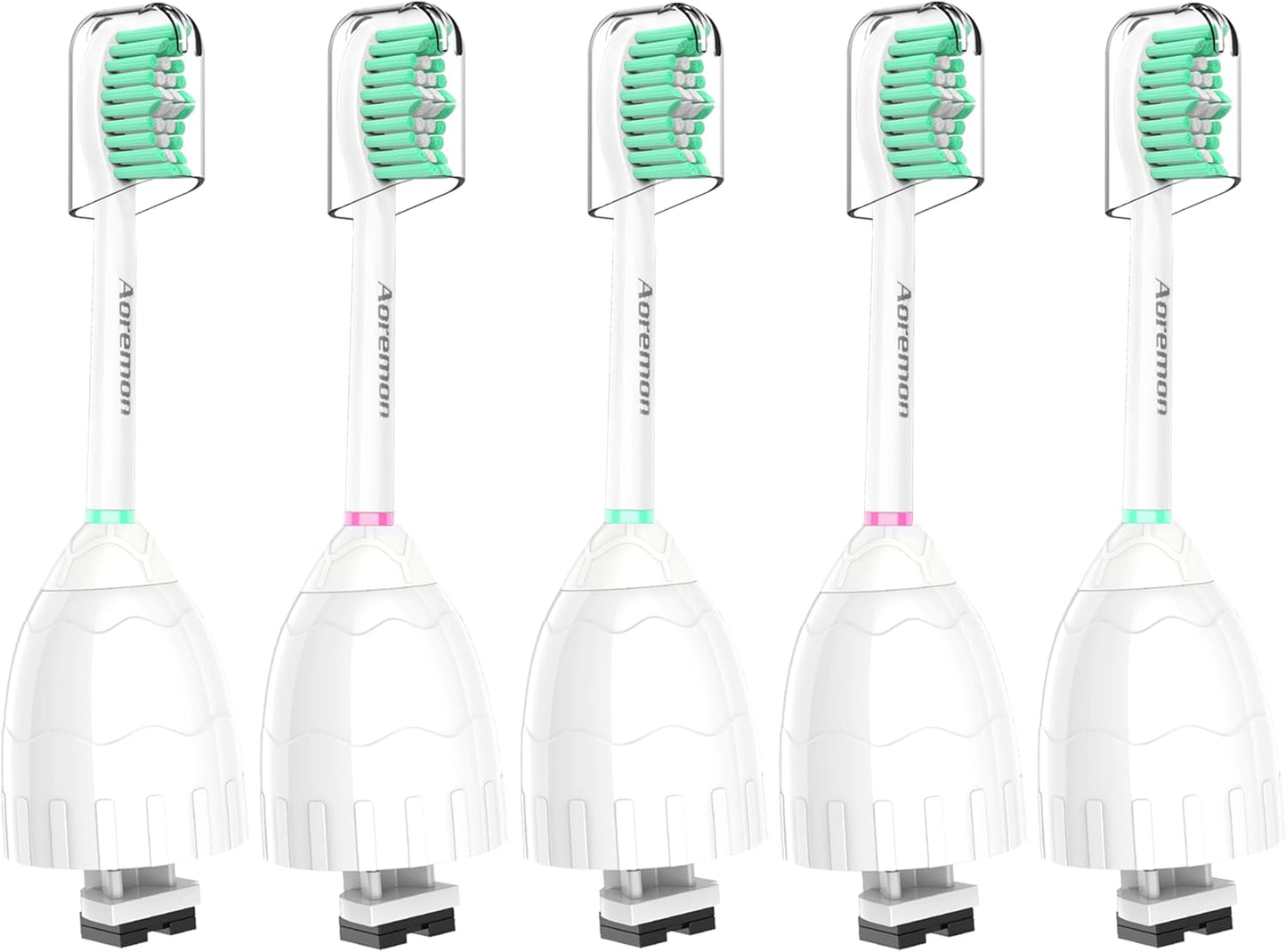 Aoremon Replacement Heads Compatible with Sonicare E-Series, Toothbrush Heads Come with Caps Fit for Sonicare Essence Xtreme Elite Advance and CleanCare Screw-on Toothbrush Handles, 5 Pack