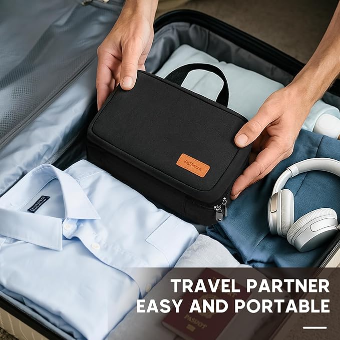 Toiletry Bag for Men,Travel Toiletry Organizer,Travel Essentials Dopp Kit,Water Resistant Shaving Bag for Toiletries Accessories -Black