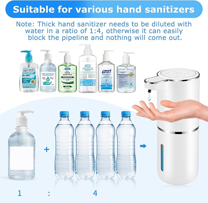 2 Pack Automatic Soap Dispenser,Automatic Liquid Soap Dispenser Touchless,12.8oz/380ml USB Rechargeabled Wall Mounted Smart Soap Dispensers for Bathroom Kitchen Dish Soap