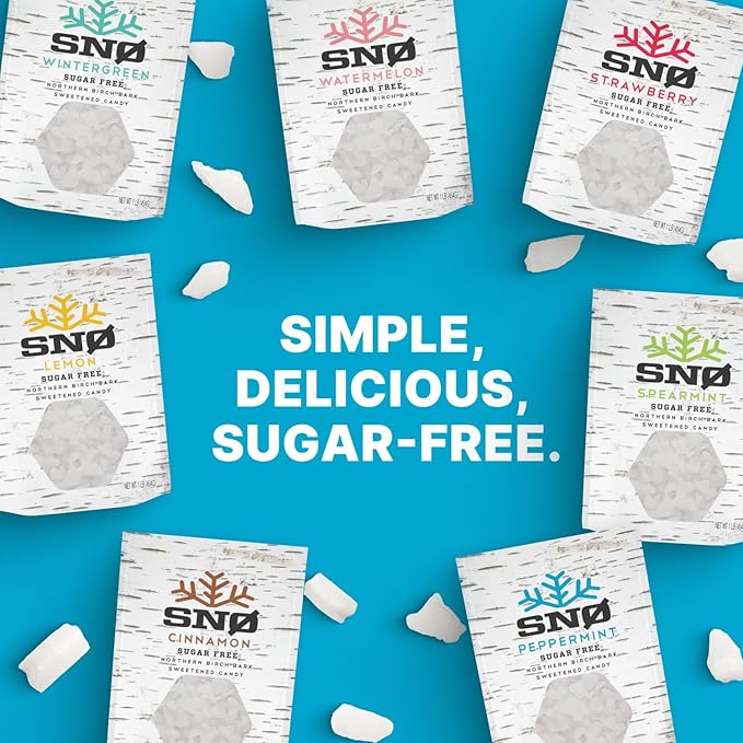 SNØ Peppermint Xylitol Candy Chips | Oral Health Support | Pure Birch Xylitol | Sugar-Free, Low-Carb, Diabetic-Friendly | Vegan, Non-GMO, Gluten-Free, Kosher, Keto-friendly (1 LB Bag)