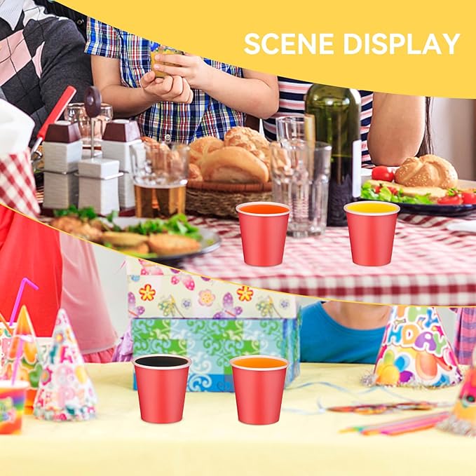 100 Pack 3oz Red Paper Cups,Mouthwash Cups, Disposable Bathroom Cups,Small Paper Cups 3oz Ideal for Bathroom,Supermarket,Birthday Party,Picnic and BBQ