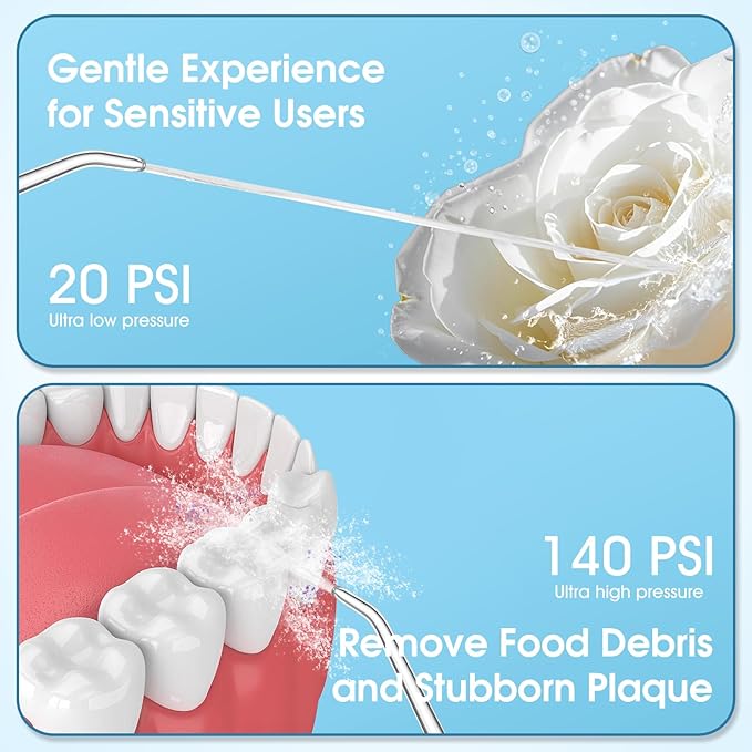 Water Flosser, Rechargeable 300ML IPX7 Waterproof Cordless Portable Oral Irrigator with 4 Modes & 6 Replaceable Jet Tips-Professional Flossing Cleaner for Daily Home Use,Travel,Gums,Braces Care(Black)
