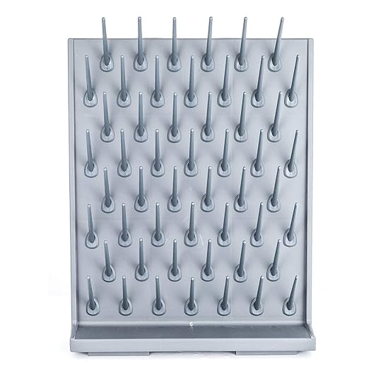 Lab Supply Drying Rack Pegboard Bench-top Wall-Mount Laboratory Glassware 52 Detachable Pegs Lab Drying Draining Rack Cleaning Equipment (Grey)