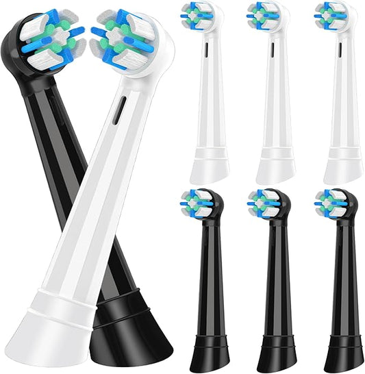 8 Pack iO Replacement Heads Compatible with Oral B iO, for Oral B iO 2/3/4/5/6/7/8/9/10 Series Toothbrushes, Medium Bristles, Soft Yet Effective, Black/White