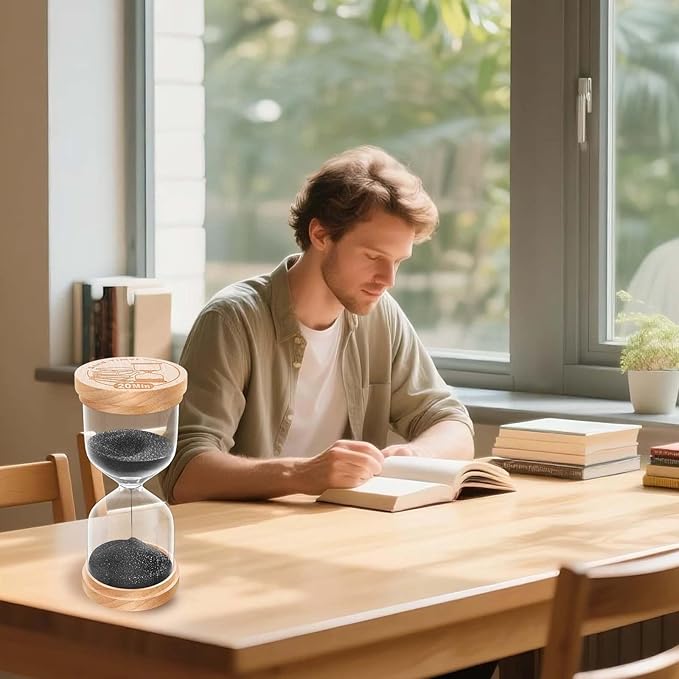 60 Minute Sand Timer Hourglass, Beech Wood Hourglass Sand Clock, Small Black Wooden 60 Min Hour Glass, 1 Hour Sandglass, Reloj De Arenai, Classroom, Game, Kitchen, Home, Office, Decorative