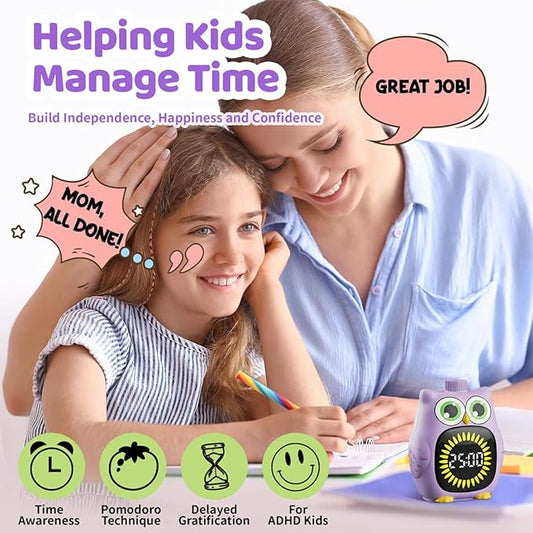 Visual Timer for Kids 99 Minute Kid Timer Visual Countdown Focus Smoother Routines for ADHD Autism Toddler Classroom Home Silent Management Tools Purple