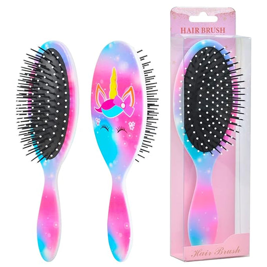 Kids Hair Brush Girls, Toddler Wet Dry Detangling Hair Brush for Curly Thick Hair Pain-Free Comb Girls Kids Women Unicorn Mermaid