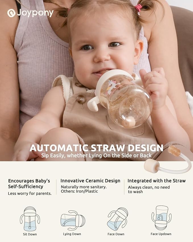 Sippy Cups for Toddlers 1-3, Spill Proof Weighted Straw Cup with Handle for Baby 6 Months + old, 2 Pack, Total 4 Silicone Straws, PPSU, BPA Free, 9 oz (Pink)