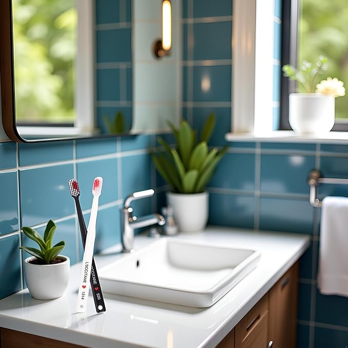 2Pcs Toothbrushes Black and White Heart Shaped Couple toothbrushes eco Friendly Nano toothbrushes Dental Care Brush Manual Firm Bristles, Toothbrush Advanced Design Toothbrushe,Oral Care