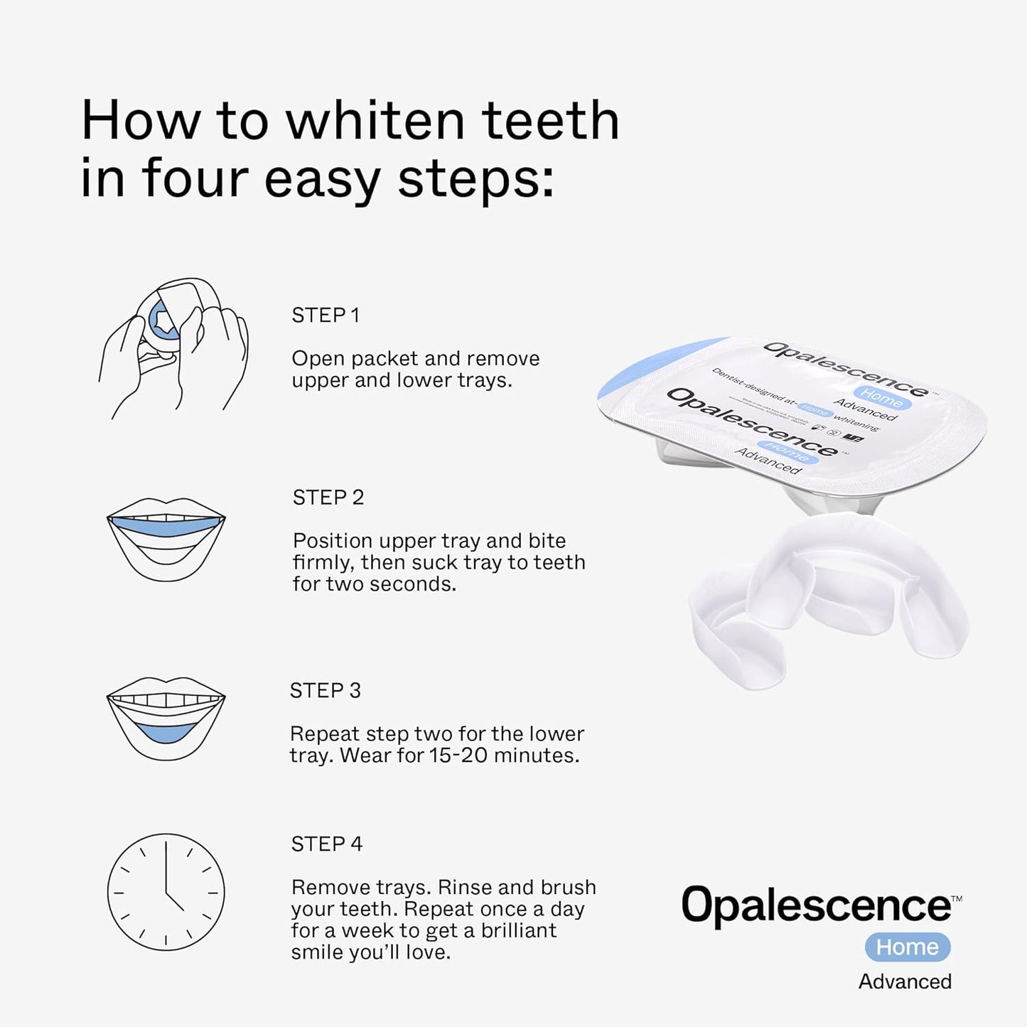 Opalescence GO Home Advanced Teeth Whitening Trays 15% (4 Treatments) Hydrogen Peroxide PF - Whitening Prefilled Kit - Developed by Leaders in Professional Whitening 6006-T