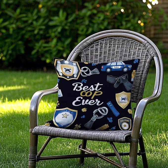 Cirzone Police Gifts for Men -18x18Inch Throw Pillow Cover Best Cop Gifts with Gift Box Perfect Birthday Police Week Gifts for Home Sofa Decor