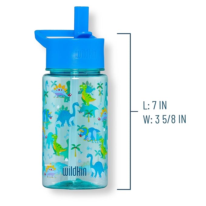 Wildkin Kids 16 Oz Water Bottle – BPA-Free Tritan, Leak-Proof Lid, Durable & Easy to Clean - Dinosaur Land