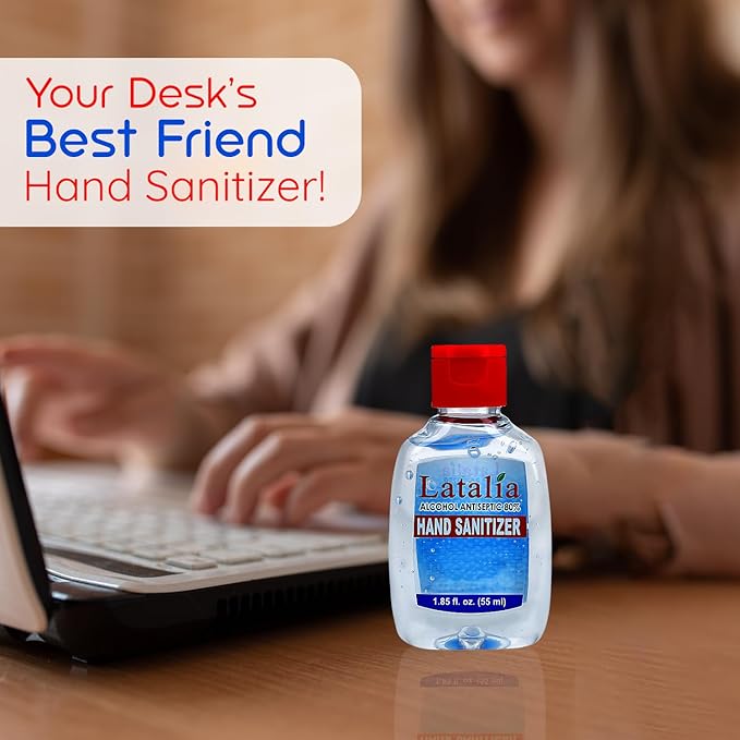 Latalia Mini Hand Sanitizer Travel Size Pack of 144 | 1.85 fl oz with 80% Alcohol Small Hand Sanitizer Bulk For Non-Sticky, Unscented, Gentle & Fresh Hands Anytime