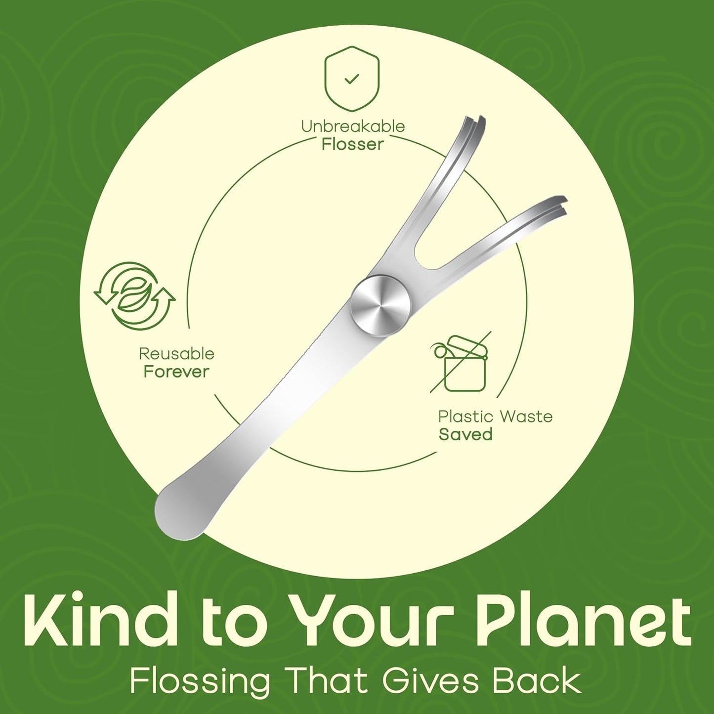 Dental Floss Holder, Refillable & Reusable Floss Pick - Dental Floss Handle - Stainless Steel Dental Floss Holder. Durable Reusable Flosser - One Pack