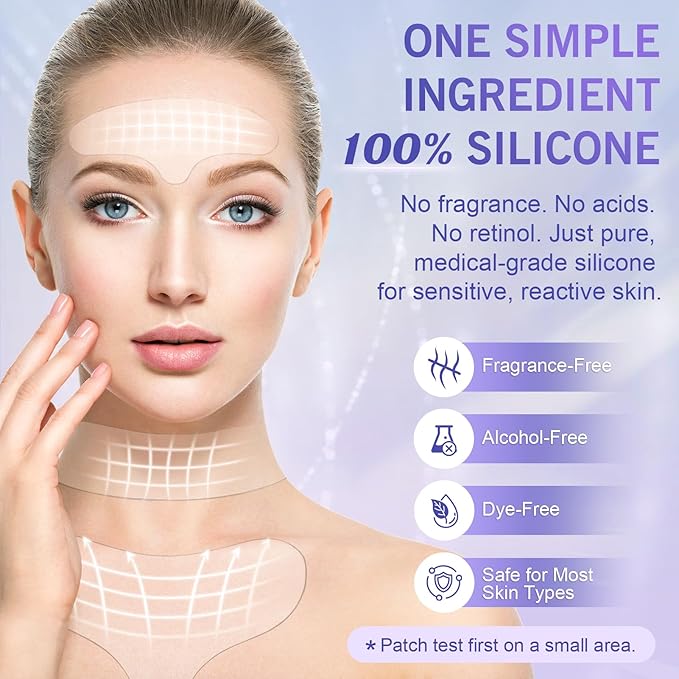 Forehead Wrinkle Patches – Anti Wrinkle Silicone Pads for Fine Line Remover, Reusable Face, Neck & Chest Decollete Patches for Women, Overnight Anti Aging Wrinkles Patches for Sensitive Skin, 6 Pack