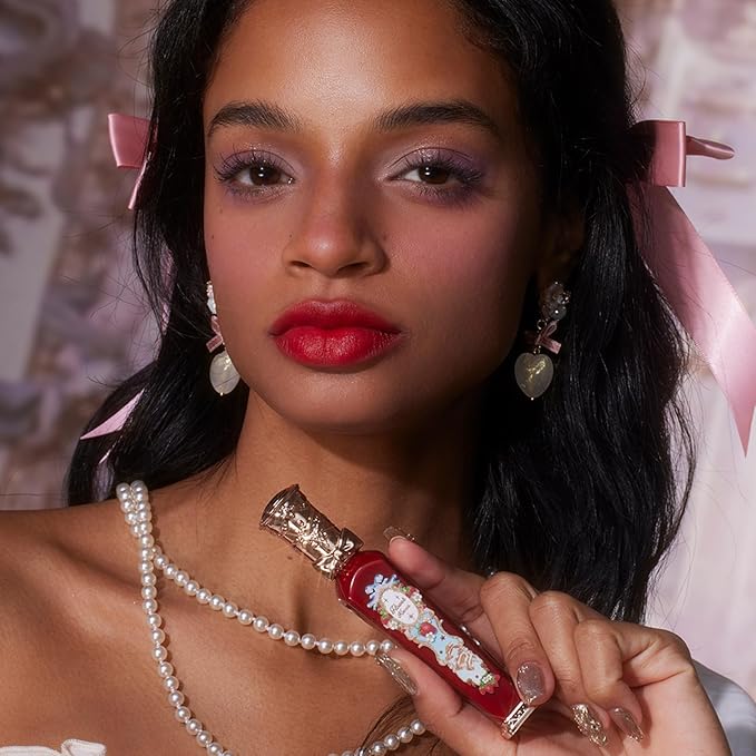 Flower Knows Strawberry Rococo Cloud Lip Cream,Long Lasting Vibrant Red Matte Lipstick,Hydrating Lip Stain,Transfer & Smudge Proof Velvet Liquid Lipstick for Girls&Women,0.12 Fl Oz(09 Strawberry Red)