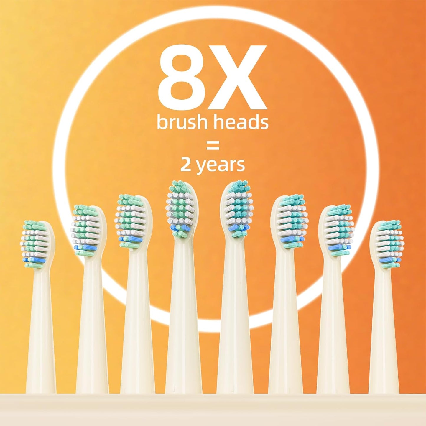 YUNCHI Electric Toothbrush for Adults and Kids, Rechargeable Battery Toothbrushes, 8 Brush Heads, 90 Days, 1 Travel Case, 2 Min Timer, IPX7 Waterproof, 5 Modes, Red Yellow Gradient