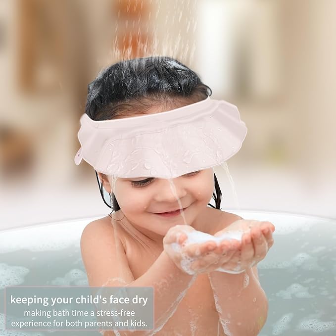KOMIDK Baby Kids Shower Cap Shampoo Bath Bathing Hat Silicone Adjustable Washing Hair Shower Bathing Protection Shower Cap for Toddler, Baby, Kid, Children (White)