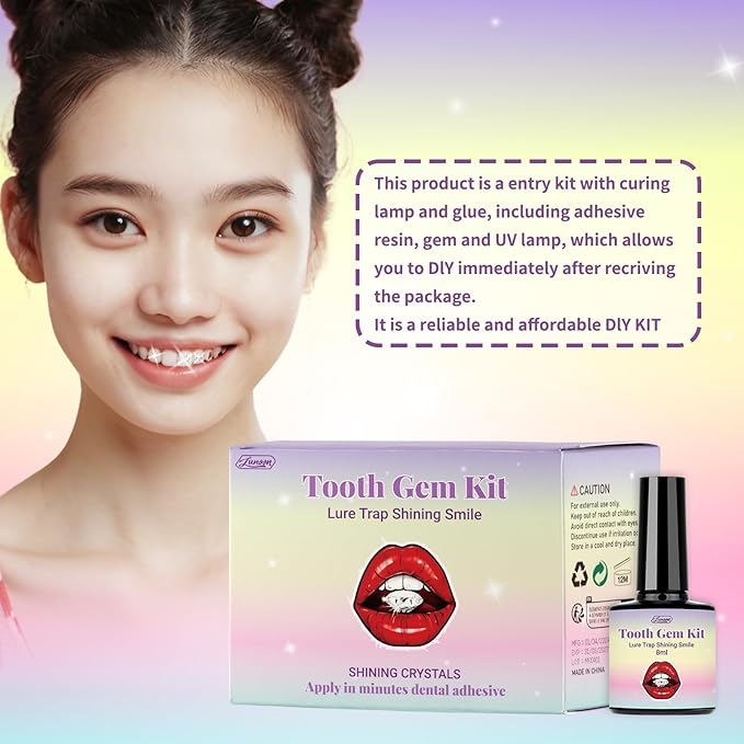 Tpyag Tooth Gem Kit, DIY Crystals Jewelry Kit Teeth Gems Kit, Professional Fashionable Tooth Gems Kit for Teeth, Teeth Jewelry Starter kit, Safe & Easy Application - Long Lasting Sparkle