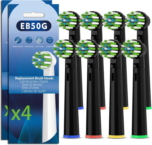 Replacement Toothbrush Heads Compatible with Oral b Braun Smart 1500/7500,Pro 1000/1500,Genius x/6000/Cross/Floss/Sensitive, 8PCS Electric Brush Heads Refill for Braun Oral B,Black