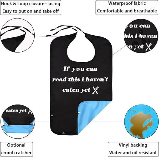 2 Pack Adult Bibs for Men, Adult Bibs for Special Needs Adults, Waterproof Leakproof Clothing Protector, Washable & Dryable Large Bib