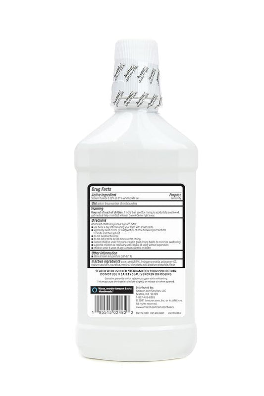 Amazon Basics Whitening Anticavity Mouthwash, 16 Fluid Ounces, Fresh mint, 1-Pack (Previously Solimo)