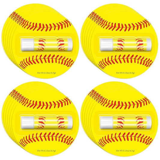 24 Pack Softball Chapstick for Softball Stadium Party Bulk Gifts,Beeswax Moisturizing Lip balm,Vanilla Flavor Plumping Lip balm for softball Team Girls kids Men Women Sports Lovers