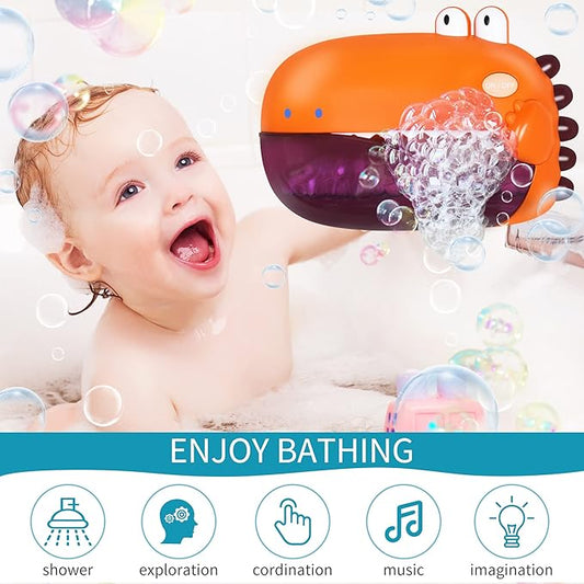Grechi Dinosaur Bath Toys for Toddlers, Automatic Bubble Machine with 12 Children’s Songs, Baby Bathtub Toys for Kids Age 1-3 5-7, Fun & Safe Bath Time Toys for Boys & Girls